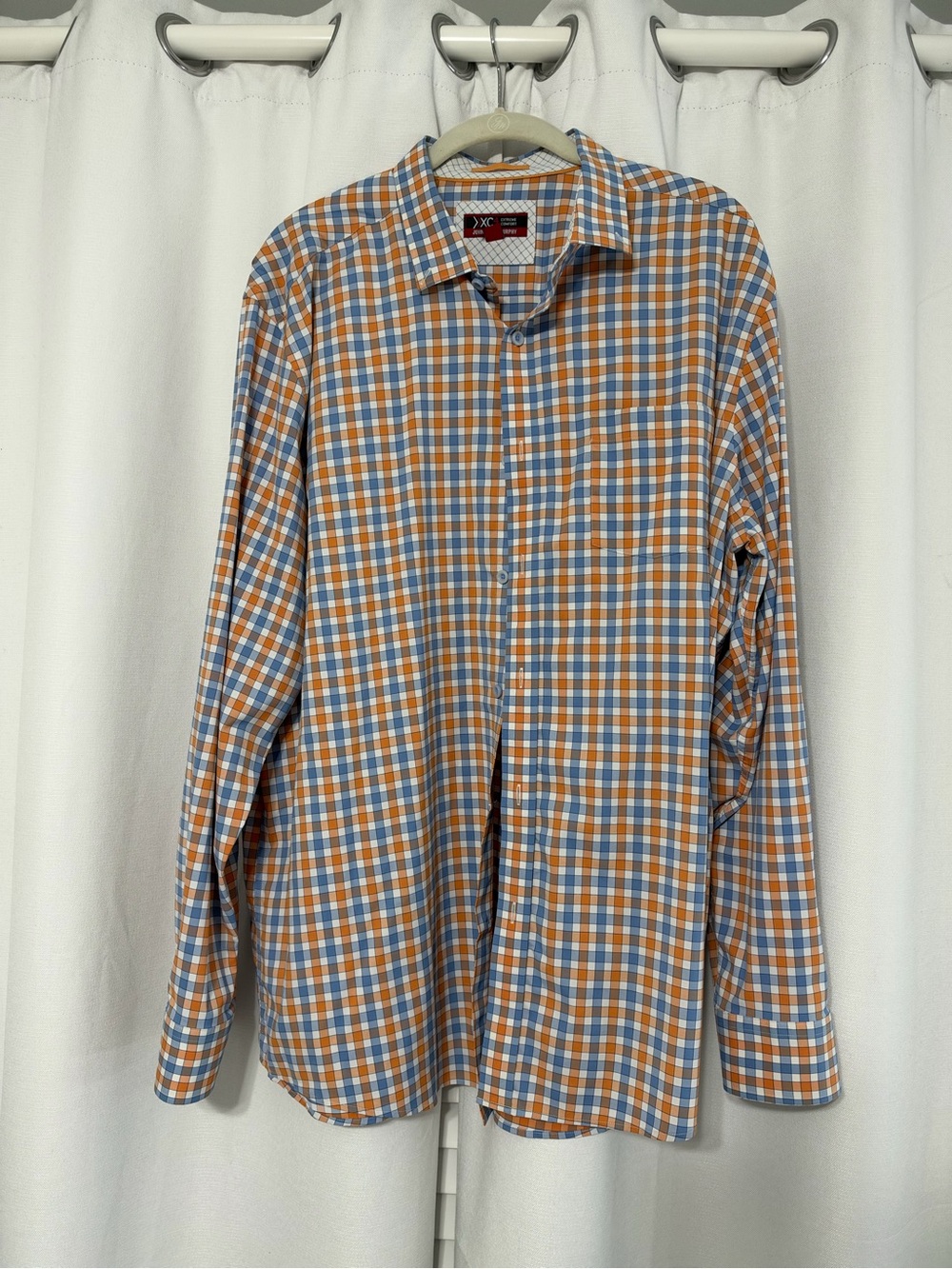 John Murphy Long-Sleeve Orange & Blue Plaid Shirt